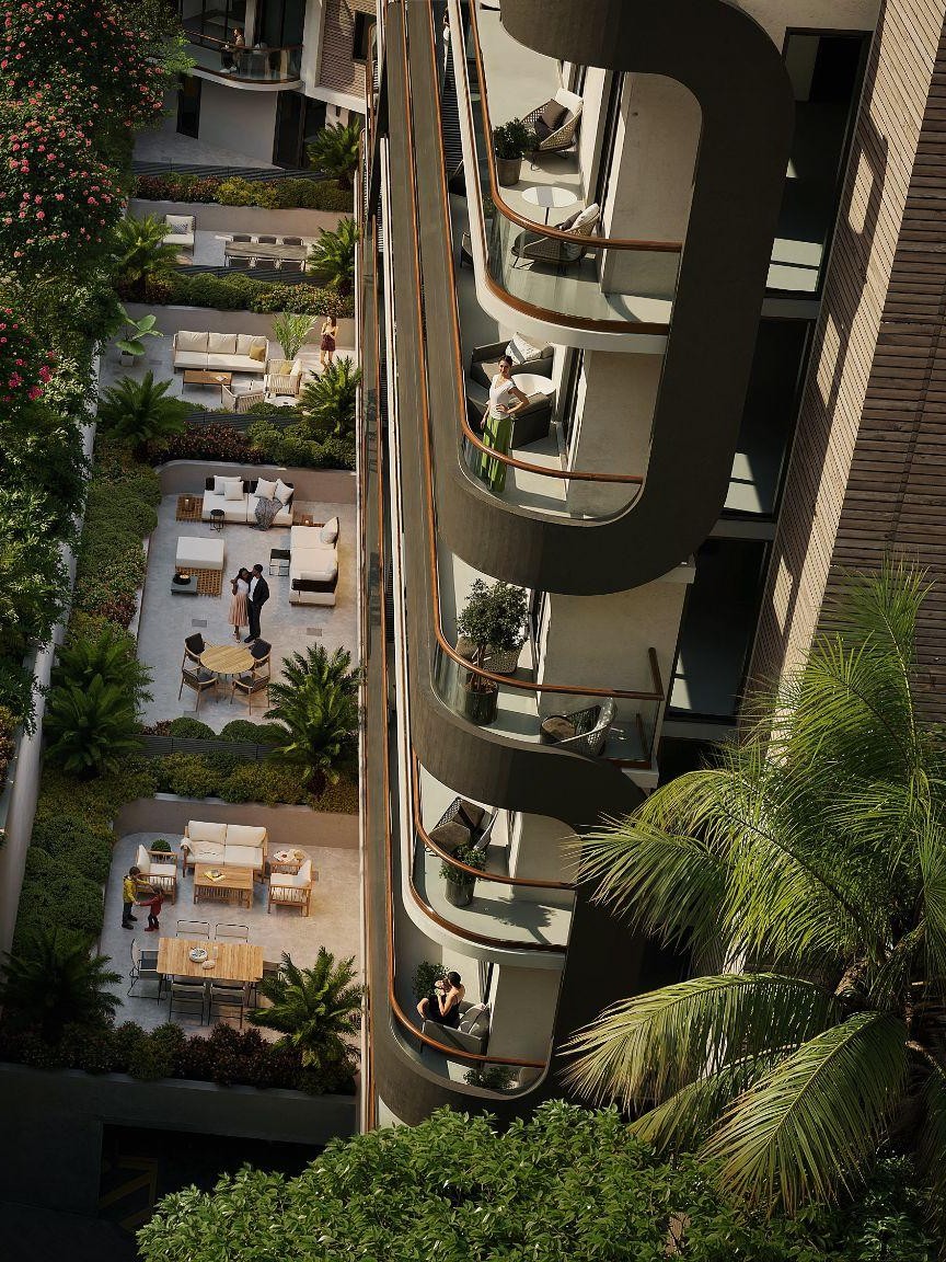 Rendering of the Seven Park amenity deck and pool lounge