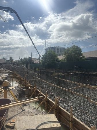 Foundation formwork and concrete pump
